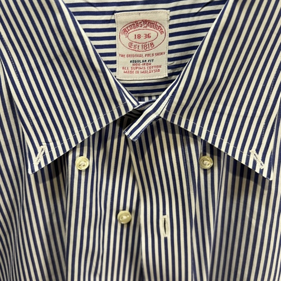 Brooks Brothers Mens 1818 Dress Shirt Blue/White Stripe 18-36 - Picture 3 of 7